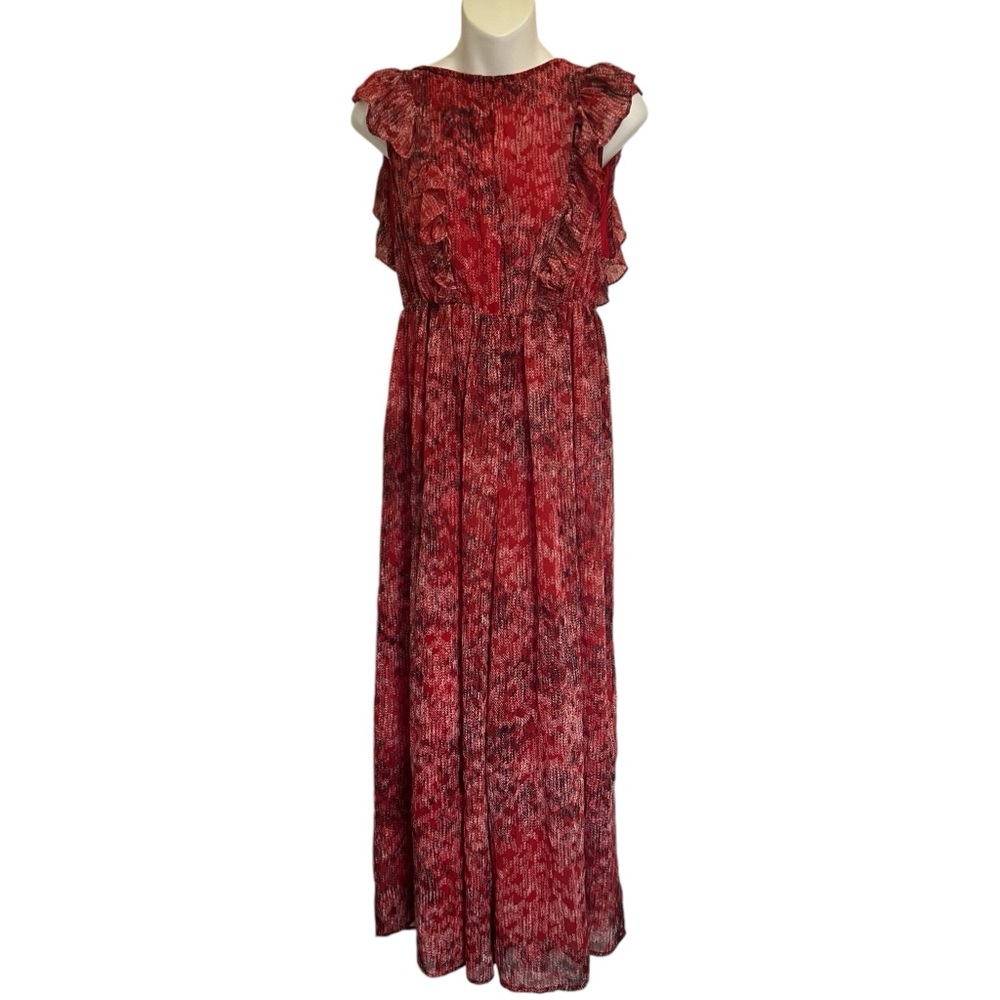 fab’rik Ruffle Detail SS Crop Jumpsuit Lined, Backless Red Navy & White NWT